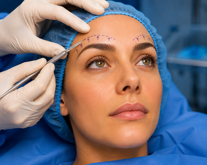 Surgeon consulting a patient about Brow Lift